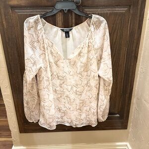 White House Black Market Patterned V-Neck Top